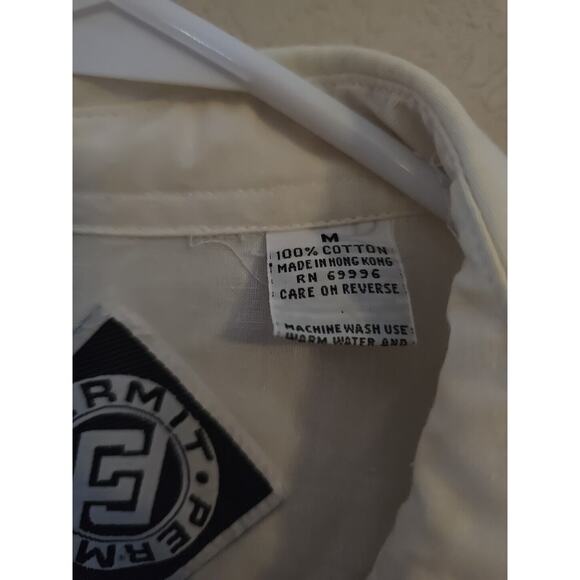 VTG 90's Color Block Striped Pockets Long Sleeve Button Down Shirt Men's Medium - Picture 6 of 6